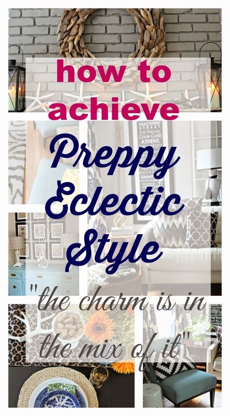 How to Achieve a Preppy Eclectic Style home. Mixing patterns, polka dots, leopard, but with a traditional twist. The charm is in the mix of it. See this home filled with inspiration and ideas for this type of style! Preppy Style Home Decor, Traditional Preppy Home Decor, Southern Charm Decor Traditional, How To Decorate Eclectic Style, How To Mix Patterns In Decorating, Mixing Patterns Bedroom, Pattern Mixing Home Decor, Eclectic Grandma Decor, Decor Styles Types Of