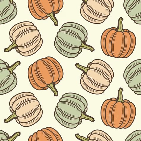 Premium Vector | Seamless pattern of pumpkins Harvest Pumpkin, Pumpkin Pattern, Iphone Wallpapers, Phone Backgrounds, Fall Crafts, App Icon, Halloween Pumpkins, Seamless Pattern, Premium Vector