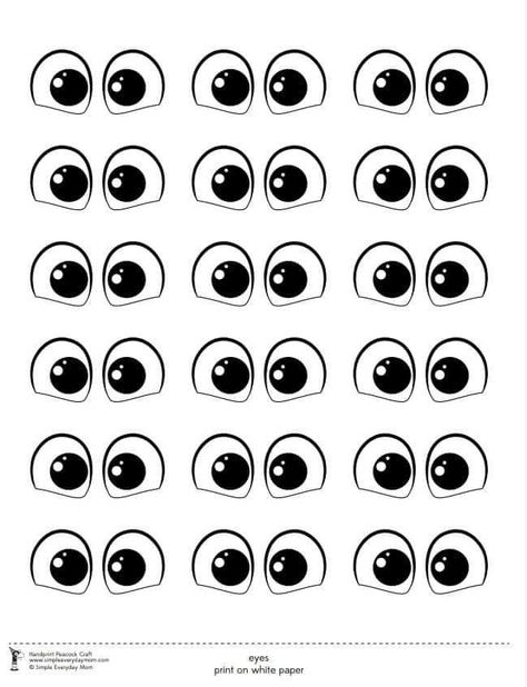 Eyes Clipart Free Printable, Printable Eyes For Crafts, Eye Template Free Printable, Eyes Template, Eye Template, Eyes Printable, Preschool Creative Art, Easy Disney Drawings, Kindergarten Art Projects