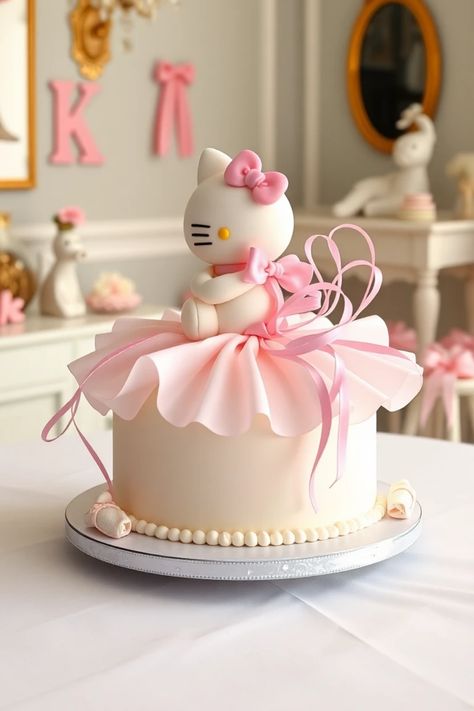 Explore 29 adorable Hello Kitty cake designs perfect for celebrations. The highlight is a charming Hello Kitty ballerina cake along with various delightful themes, making your event uniquely sweet. Hello Kitty 21st Birthday Cake, Kitty Cake Ideas, Hello Kitty Cake Ideas, Hello Kitty Cake Design, Hello Kitty Ballerina, Hello Kitty Birthday Cake, Ballerina Cake, Ballerina Cakes, Kitty Cake