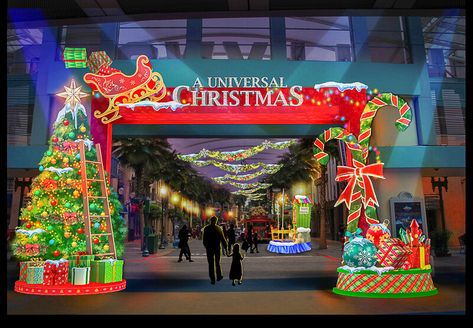 Christmas Entrance Arch, Christmas Carnival Decorations, Christmas Entrance Decor, Christmas Street Decorations, Airport Christmas, Event Entrance Arch Design, Places To Visit In Singapore, Christmas Entrance, Christmas Tree Train