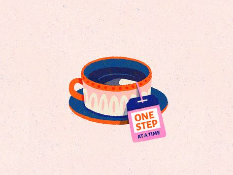 A cup of tea by Joyce Lee Tea Cup Drawing, Tea Website, Tea Illustration, Graphisches Design, Coffee Illustration, Tea Design, A Cup Of Tea, Tea Art, Editorial Illustration