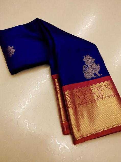 Dark Blue Kanchipuram Saree, Navy Blue Pattu Saree, Saree Colours, Saree Color Combinations, Blue Silk Saree, Kanjivaram Sarees Silk, Saree Wearing Styles, South Silk Sarees, New Saree Designs