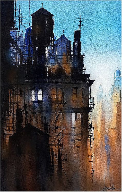 The World was Quiet | thomas w schaller: fine art in watercolor Schaller Watercolor, Thomas W Schaller, Thomas Schaller, Buildings Art, Art Thomas, Watercolor City, Watercolor Architecture, Watercolor Artists, Urban Sketching