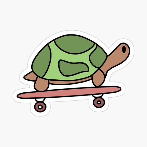 Get my art printed on awesome products. Support me at Redbubble #RBandME: https://www.redbubble.com/i/sticker/Tortoise-On-Skateboard-by-Artsbyruthie/79569274.JCQM3?asc=u Skate Board Stickers, Turtle On Skateboard, Tortoise Drawing, Vans Custom, Baby Tortoise, Friends Moments, Skateboard Stickers, Sticker Cute, Custom Vans