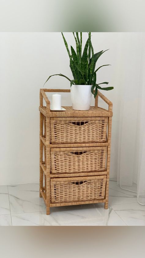 Wicker Chest Of Drawers, Boho Style Furniture, Wicker Dresser, Wicker Chest, Wicker Shelf, Eco Friendly Furniture, Dresser Chest, Set Of Drawers, Summer Cottage