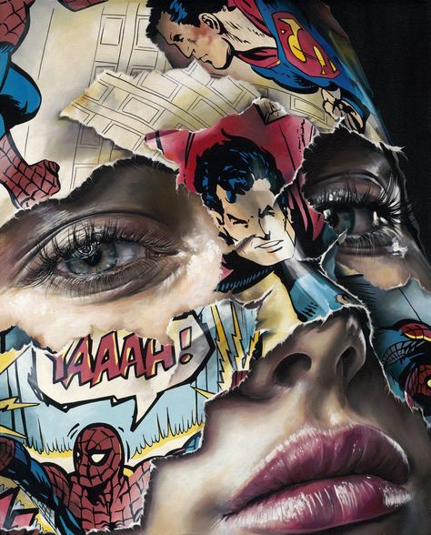 Sandra Chevrier, Comic Collage, Pop Art Drawing, Arte Punk, Personal Identity, Desenho Tattoo, Gcse Art, Art Pop, Abstract Canvas Painting