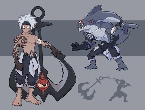 4 Armed Alien Character Design, Wereshark Character Design, Shark Dnd Character, Wakfu Shushu, Superhero Oc Character Design, Wakfu Oc, Monster Design, Creature Concept Art, Character Design Male