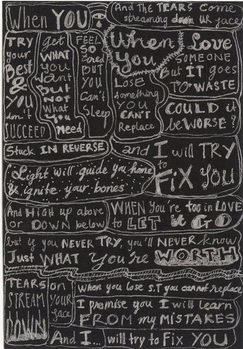 Coldplay Fix You By Quotes by @quotesgram Fix You Lyrics, Coldplay Merchandise, Coldplay Fix You, Coldplay Quotes, Coldplay Art, Coldplay Band, Coldplay Wallpaper, Fix You Coldplay, Coldplay Lyrics