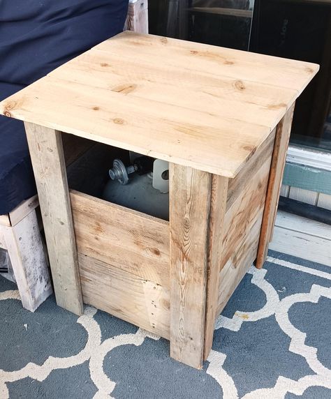 Propane Tank Storage Table Diy Propane Tank Cover, Propane Tank Storage, Floating Shelf Plans, Potting Bench Plans, Wood Toy Box, Workbench Plan, Cedar Fence Pickets, Propane Tank Cover, Modern Outdoor Chairs