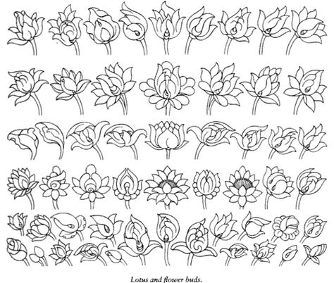 drawings of flowers Lotus Flower Buddhism, Tibetan Lotus, Arte Folk, Flower Illustrations, Kerala Mural Painting, Tanjore Painting, Tibetan Art, Thai Art, Buddhist Art