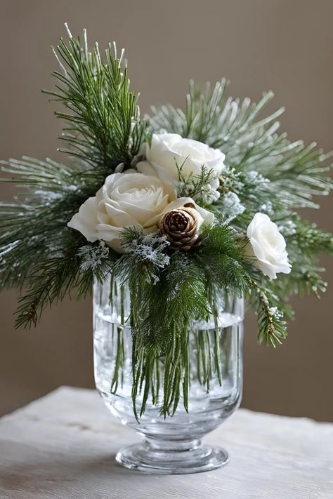 5 Simple Steps to Create Winter Floral Arrangements Today 4 Low Round Floral Arrangements, January Flowers Arrangements, Winter Floral Arrangements Centerpieces Diy, Winter Greens Centerpiece, Nye Floral Arrangements, Winter Bud Vase Arrangements, Winter Arrangements Indoor, Winter Vase Arrangements, Winter Floral Arrangements Home