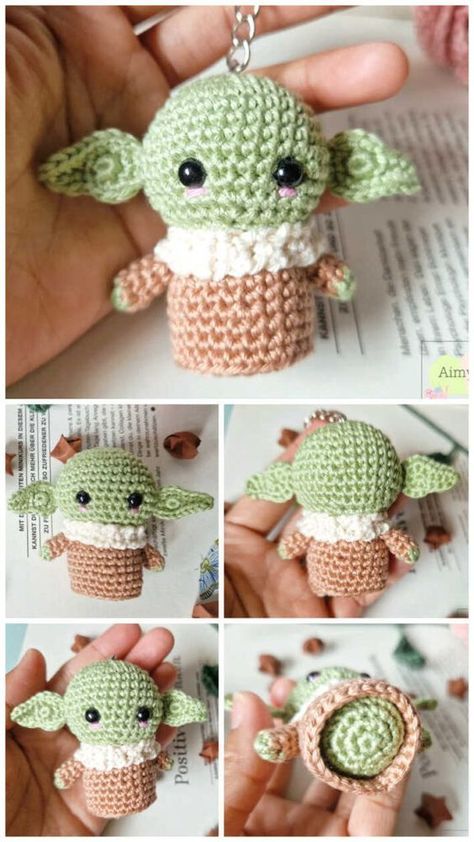 Baby Yoda Amigurumi, Star Wars Crochet, Crochet Amigurumi Patterns, Free Crochet Amigurumi, Minion Crochet, Crochet Disney, Crochet Keychain Pattern, Crochet Animals Free Patterns, Amigurumi Ideas