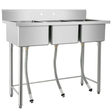 Elevate your workspace with the Stainless Steel Sink, designed for durability and versatility. Ideal for commercial and household use, this sink will be a reliable addition to any setting. Feature: 3-Compartment Design Easy Assembly & Practical Design Highly Resistant To Corrosion, Oxidation, Deformation, Ensuring Long-Lasting Durability without Rust or Warping Specification: Color: Silver Product Dimensions: 39"x18"x37" 57"x26"x44" Installation Type: Freestanding Package Includes: 1 x Stainless Stainless Steel Utility Sink, Garage Restaurant, Kitchen Utility, Sink Sizes, Stainless Steel Sink, Utility Sink, Kitchen Utilities, Stainless Steel Sinks, Practical Design