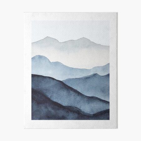 Abstract Watercolor Wasatch Mountains of Utah • Millions of unique designs by independent artists. Find your thing. Watercolor Art For Beginners Mountains, Blue Mountains Watercolor, Simple Mountain Watercolor, Mountain Abstract Art, Easy Watercolor Mountains, Watercolor Art Mountains, Watercolor Minimalist Art, Watercolour Mountains, Minimalist Watercolor Painting