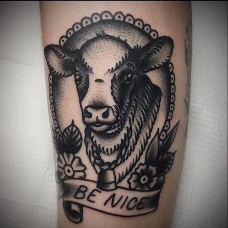 Label Tattoo, Cow Tattoo, Traditional Tattoo Inspiration, Cute Tats, Vegan Tattoo, Frederick Maryland, Dad Tattoos, Dainty Tattoos, Tattoo Flash Art