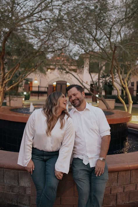 couples engagement pictures, engagement session in downtown, downtown engagement session, blue jeans and white shirt couples outfits, engagement photoshoot, Arizona wedding photographer, phoenix wedding photographer instagram- @rawbylaura Blue Jeans And White Shirt, Photoshoot Arizona, Jeans And White Shirt, Pictures Engagement, Couples Outfits, Couple Engagement Pictures, Photographer Instagram, Downtown Phoenix, Phoenix Wedding