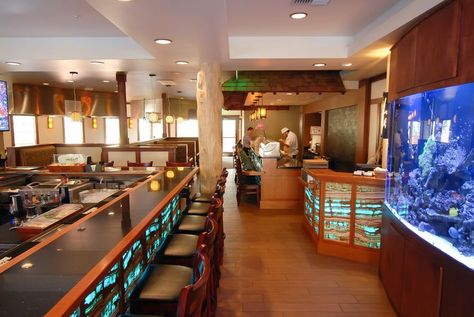 Bar and Salt Water Fish Tank Salt Water Fish Tank, Japanese Restaurant Interior, Salt Water Fish, Japanese Restaurant, Restaurant Interior Design, Restaurant Interior, A Restaurant, Fish Tank, Breakfast Bar