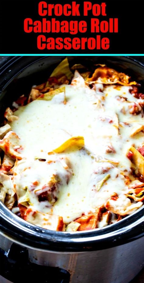 Stuffed Cabbage Casserole Crockpot, Slow Cooker Cabbage Roll Casserole, Crock Pot Cabbage Rolls, Crockpot Cabbage Roll Casserole, Cabbage Roll Casserole Crockpot, Cabbage Casserole Crockpot, Rice And Tomato Sauce, Cabbage Slow Cooker, Cabbage Roll Casserole