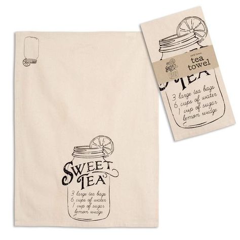 20" x 28" cotton tea towel, individually wrapped for easy display. Features a corner hanging tab. 100% Cotton. Machine wash cold. Line dry. Warm iron on reverse. Sweet Tea Recipe, Sweet Tea Recipes, Recipe Tea Towel, Vintage Tea Towels, Clean Towels, Hot Plates, Primitive Farmhouse, Tea Recipe, Tea Towel Set