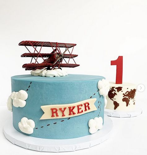 vintage airplane 1st birthday cakes! #loveandbutter  Thank you for choosing #WPackaging #CakeDrums!  Visit wpackaging.net to view more of our products! Vintage Airplane Birthday Cake, Vintage Airplane Cake, Airplane Baby Shower Cake, Planes Birthday Cake, Airplane 1st Birthday, Vintage Airplane Birthday Party, Plane Cake, Vintage Airplane Baby Shower, Bday Decoration