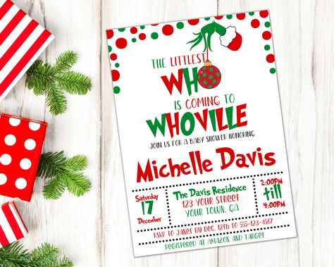 Whoville Baby Shower Ideas, Grinch Baby, Baby Grinch, Holiday Baby Shower, December Baby, Cindy Lou Who, Christmas Shower, Christmas Baby Shower, Cindy Lou