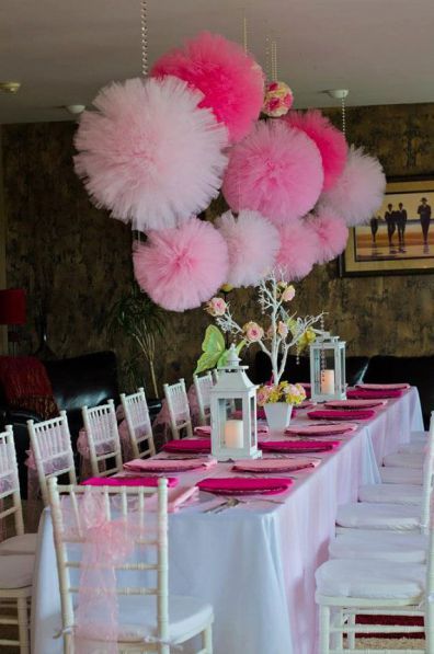 Watch this video by Nashville Wraps! They show you have to make tulle pom poms that you can easily turn into cute party decor!!! Look at what you can turn these creations into!!! Pompon Tulle, Tulle Poms, Girls Birthday Party Decorations, Pink Party, Pink Parties, Decoration Wedding, Girl Shower, Girls Birthday, Girl Baby Shower