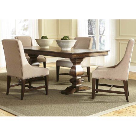 Liberty Furniture Armand Trestle Dining Table in Antique Brownstone Suburban Furniture, Rectangle Dining Room, Formal Dining Room Sets, Set Meja Makan, Dining Table Dimensions, Dinette Sets, Trestle Dining Tables, Dining Room Table Set, Trestle Table