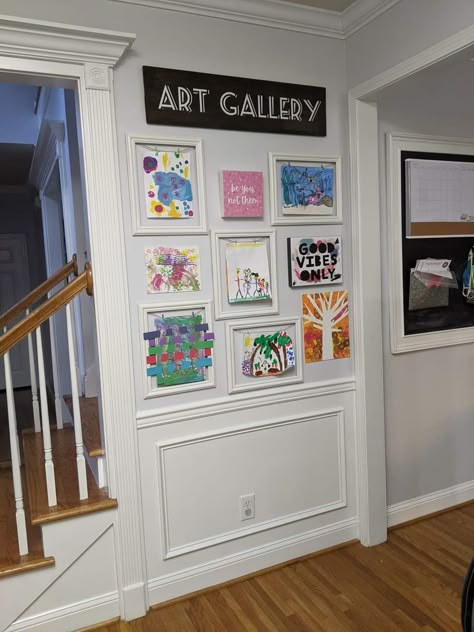 Colorful Playroom Wall Decor, Displaying Kids Artwork, Kids Art Galleries, Art Display Kids, Playroom Design, Toy Rooms, Playroom Decor, Art Wall Kids, Art Room