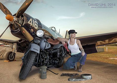 Jessi Combs Warbirds Pinups, Мотоциклы Harley Davidson, Pin Up Models, Last Ride, Biker Art, Navy Aircraft, Hot Bikes, Motorcycle Art, Nose Art