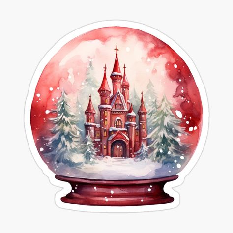 Get my art printed on awesome products. Support me at Redbubble #RBandME: https://www.redbubble.com/i/sticker/Fairytale-Castle-in-a-Christmas-Snow-Globe-Christmas-Time-Santa-Gifts-by-My-Magic-World/154691783.EJUG5?asc=u Stickers Simple, Snow Globe Christmas, Kindle Stickers, Christmas Snow Globe, Christmas Snow Globes, Fairytale Castle, Santa Gifts, Simple Stories, Christmas Snow