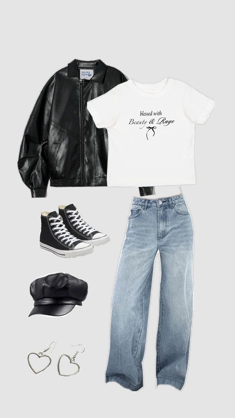 outfit inspo🖤 #oufitinspo #outfit #inspo #black #white #blackandwhite Black And White Aesthetic Outfit, Black And White Outfit Aesthetic, Black And White Outfits, Streetwear Outfit Ideas, Black And White Outfit, Korean Casual, Aesthetic Dark, Black And White Aesthetic, Alter Ego