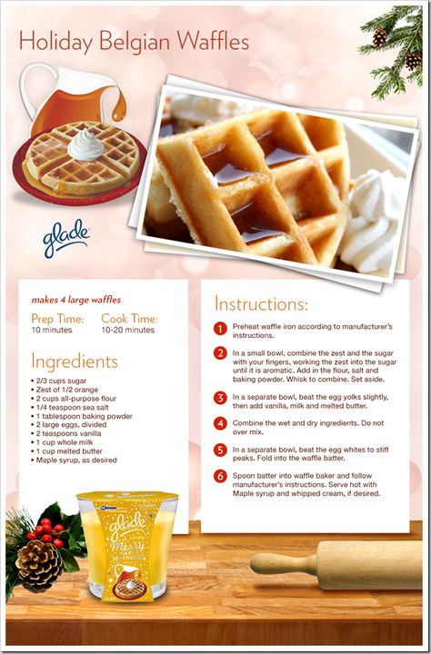 Holiday Belgian Waffles. This is a phenomenal recipe! I would reccomend warming the milk a little, adding hot butter to cold things makes it chunky. Will certainly make these again! Different Waffle Recipes, Recipes Waffles, Waffle Batter Recipe, Belgian Waffle Recipe, Belgian Waffles Recipe, Waffle Iron Recipes, Belgium Waffles, Waffle Maker Recipes, Waffles Recipe