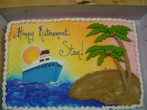 Cruise Ship Cake | www.stansbakery.com 330-467-8655 | Stans Northfield Bakery | Flickr Cruise Ship Cake, Cruise Cake, Cruise Theme Parties, Retirement Party Cakes, Cruise Theme, Pastry Case, Ship Cake, Bon Voyage Party, Anniversary Cruise