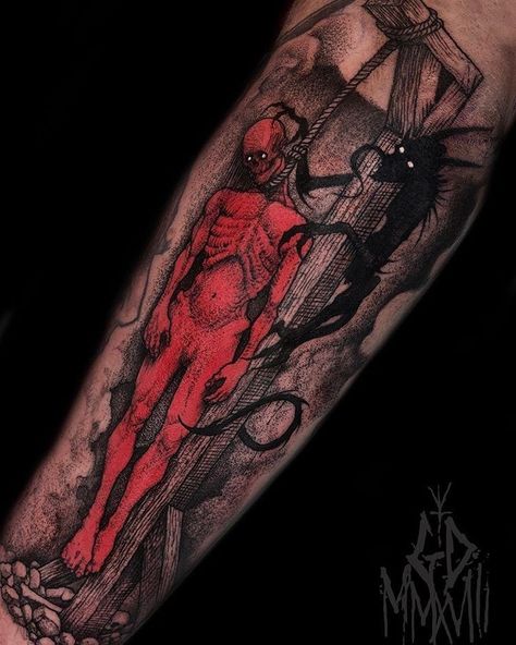 Horror Tattoo Ideas, Satanic Tattoos, Blackwork Tattoos, Demon Tattoo, Scary Tattoos, 4 Tattoo, Creepy Tattoos, Horror Tattoo, Dark Art Tattoo