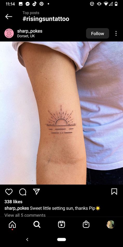 Sun Rising Tattoo, Sun Rise Tattoo, Rising Tattoo, Rising Sun Tattoos, Sun Rising, Sun Tattoos, Sun Tattoo, Setting Sun, Piercing Tattoo