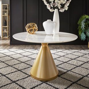 Marble Pedestal Dining Table, Metal Round Dining Table, White Marble Dining Table, Round Marble Dining Table, Dining Table Gold, Round Dining Table Modern, Marble Top Dining Table, Dinette Tables, Trestle Dining Tables