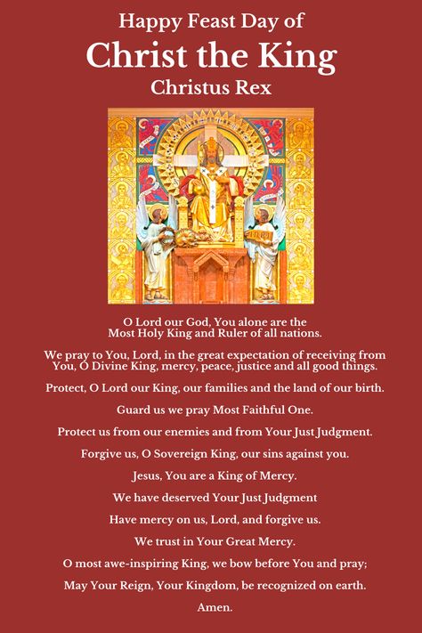 Christ The King Prayer, Christ The King Feast Wishes, Happy Feast Of Christ The King Images, Feast Of Christ The King Catholic, Christ The King Feast, Happy Feast Day, Happy Feast, World Hunger, Heaven Art