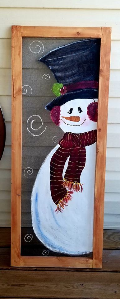 Painting On Window Screens, How To Paint On Screens Tutorials, Painting On Screens Ideas, Painted Screens Ideas, Window Screen Painting Ideas, Old Screen Window Ideas, Screen Painting Ideas, Painting On Screens, Xmas Window Painting