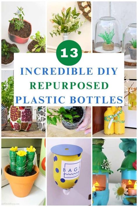 plastic bottle DIY projects Upcycle Plastic Bottles, Ideas For Recycling, Recycling Plastic Bottles, Water Bottle Crafts, Recycling Plastic, Reuse Plastic Bottles, Plastic Bottle Flowers, Plastic Bottle Art, Diy Plastic Bottle