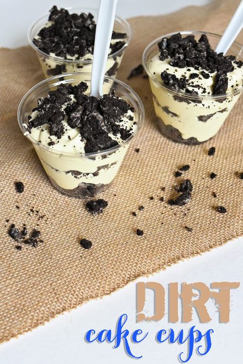 Football Dirt Cups, Vanilla Dirt Cups, Dirt Cake Shooters, Oreo Dirt Pudding Cups, Dirt Cake Cups Individual, Individual Dirt Pudding Cups, Mini Dirt Cake Cups, Individual Dirt Cake Cups, Oreo Deserts