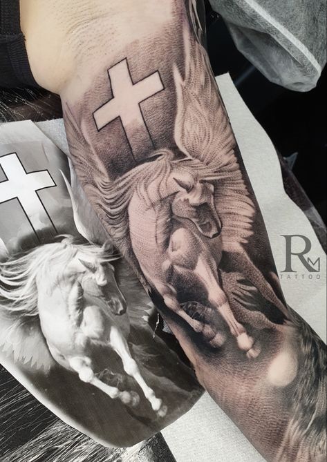 Instagram @robertiberiu | UK | Suffolk #pegasus Pegasus Tattoo, Tattoo Black And Grey, Tattoo Black, Wolf Tattoos, Black And Grey Tattoos, Black Tattoos, Black And Grey, Tattoos, Grey