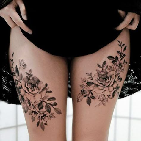 How To Choose The Perfect Tattoo Placement ★ Thigh Tattoo Placement, Flower Thigh Tattoos, Flower Tattoo Drawings, Hidden Tattoos, New Tattoo Designs, Beautiful Flower Tattoos, Perfect Tattoo, Thigh Tattoos, Thigh Tattoos Women