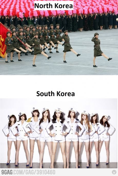 North Vs South, Expectation Vs Reality, Military Girl, 웃긴 사진, Korean Music, Komik Internet Fenomenleri, North Korea, Girls Generation, Kpop Memes