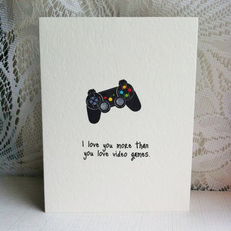 Gifts For Gamer Boyfriend, Nerdy Valentines, Greeting Card Video, Drawings For Boyfriend, Valentines Games, Birthday Gifts For Boyfriend Diy, Homemade Greeting Cards, Funny Anniversary Cards, Bf Gifts