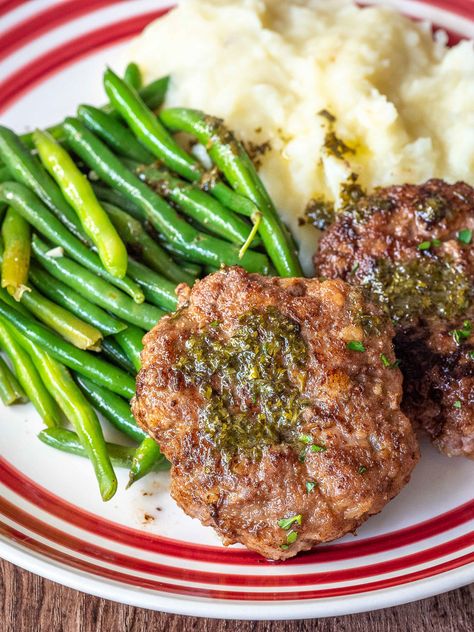 Julia Child’s Ground Beef Patties (Bifteck Haché A La Lyonnaise) | 12 Tomatoes Hamburger Meat Patties Recipes, Ground Beef Steak Recipes, Ground Beef And Cabbage Patties, Cabbage Steaks With Ground Beef Patty, Ground Beef Patties, Julia Childs Hamburger Patties, Hamburger Patty On Cabbage, Julia Childs Ground Beef Pattie’s, Beef Patties Recipes