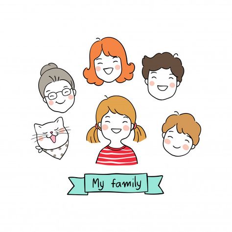 Character happy family doodle style Vector | Premium Download Cute Cartoon People, Doodle Family, Family Doodle, People Doodles, Doodles Step By Step, Happy Icon, 가족 일러스트, Girl Doodle, Family Icon