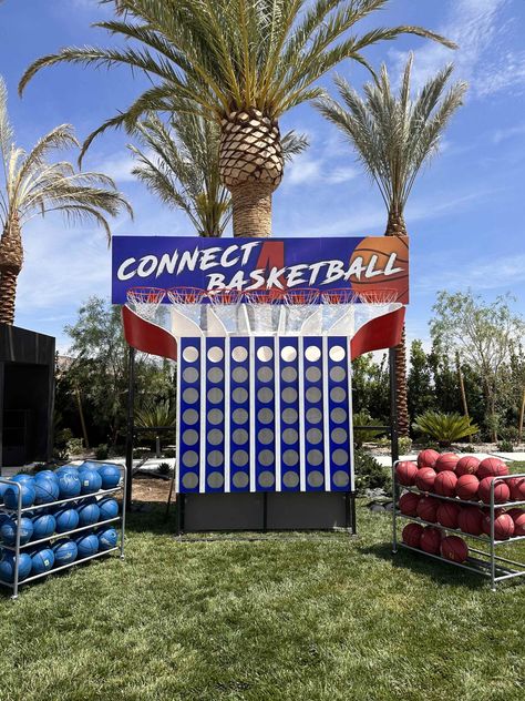 Connect 4 Basketball - 24 Seven Productions Basketball Fundraiser, Basketball Bar Mitzvah, Backyard Party Games, Types Of Games, Event Booth Design, Basketball Theme Party, Event Games, Connect 4, Event Booth