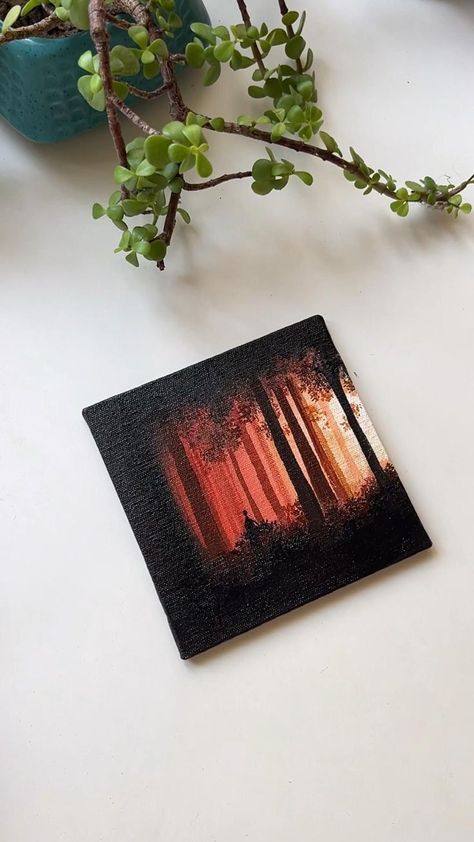 Canvas Painting Ideas On Small Canvas, Aesthetic Painting Ideas Tutorial, Small Painting Watercolor, Simple Painting Canvas Ideas, Small Canvas Art Painting, Cool Mini Canvas Paintings, Large Easy Paintings, Simple Small Canvas Paintings Aesthetic, Small Canvas Oil Paintings