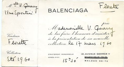 Presentation invitation, Maison Balenciaga Balenciaga Invitation, Fashion Invitation, Vintage Balenciaga, Fashion Show Invitation, March 17th, Old Newspaper, Art Google, Culture Art, Summer Collection